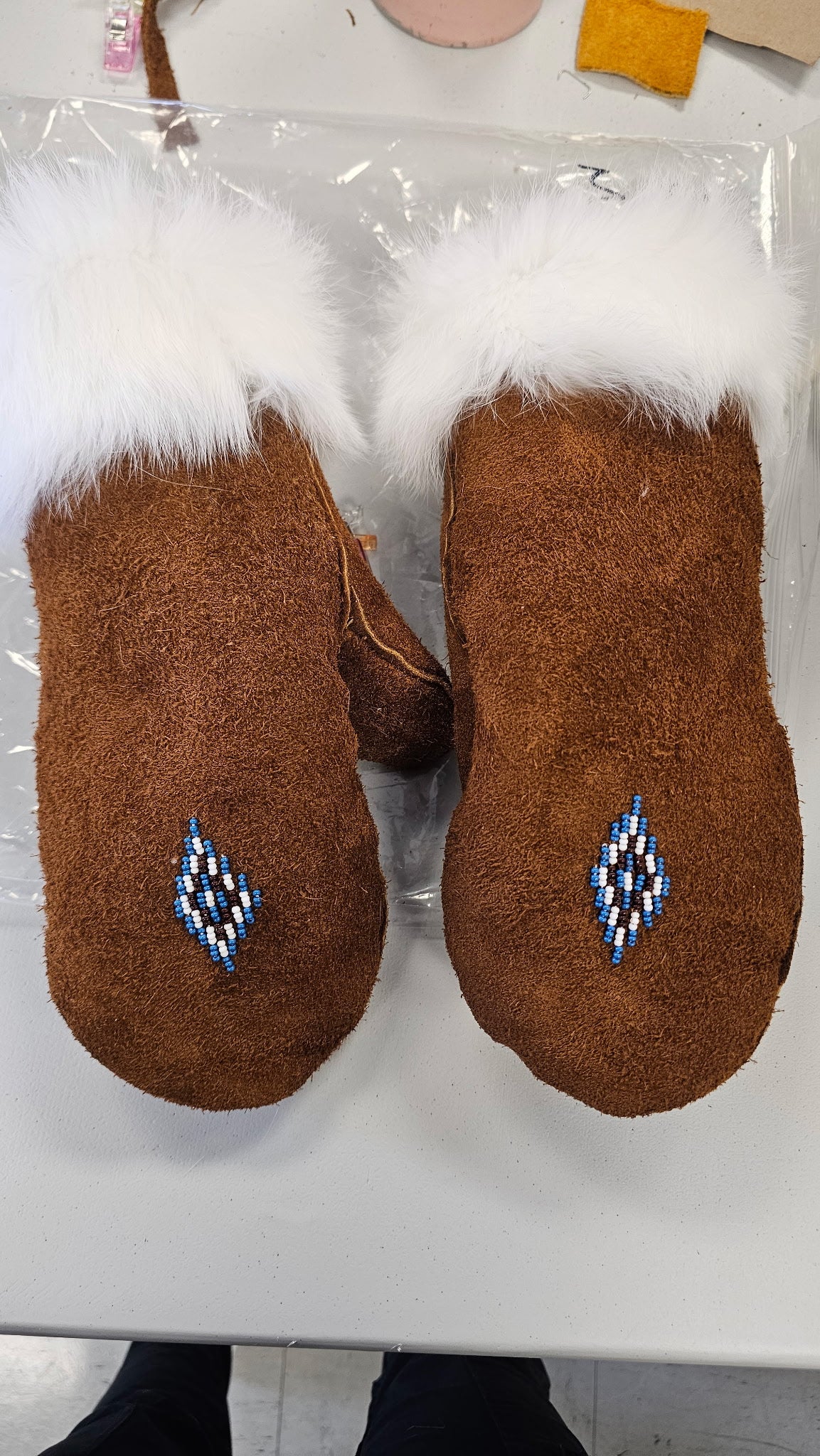 Handcrafted leather mitts with fur trim and beadwork – Hide & Stitch Co.