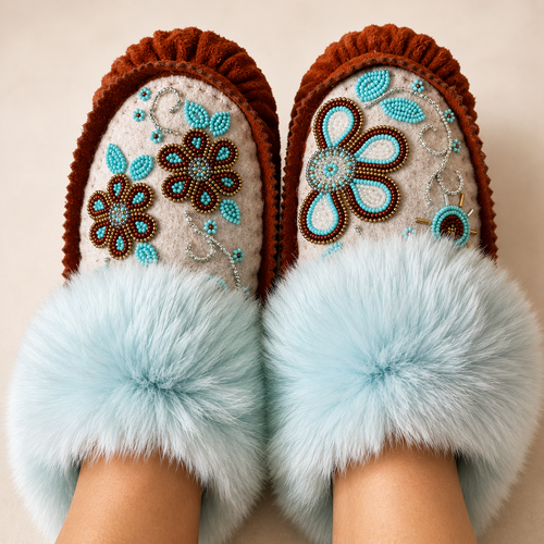 DIY leather moccasins with beadwork and fur trim – Hide & Stitch Co.